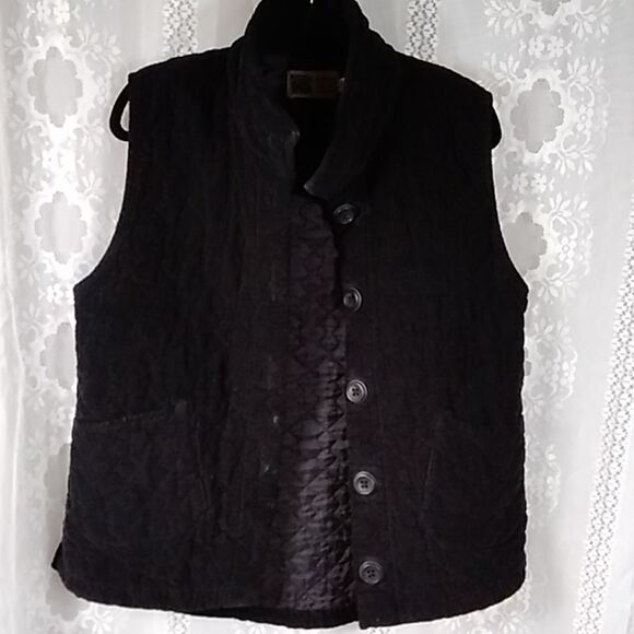 Habitat Clothes To Live In Women Jacket Vest Black Size SM 100% Cotton Courduroy - Picture 5 of 16